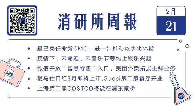 星巴克任命新CMO；Gucci第二家餐廳開業；微信開放“智慧零售”入口；美團外賣拓展生鮮業務 | 消研所周報
